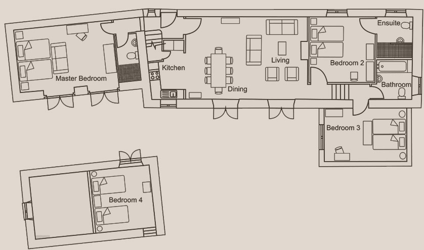 image of the living area at The Garden House, Lilycombe Farm