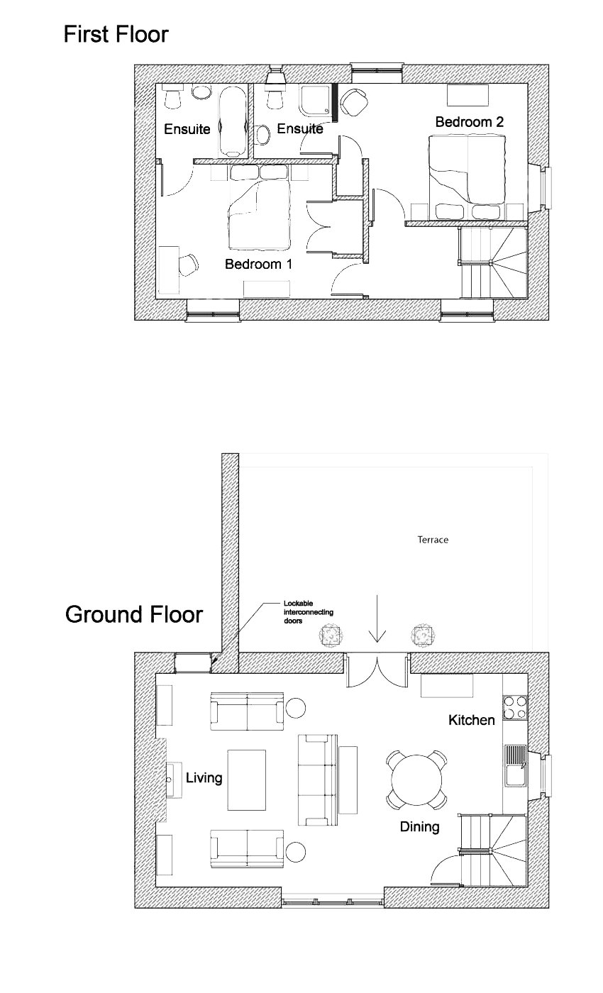 Image of floorplan of Deerleap cottage at Lilycombe Farm